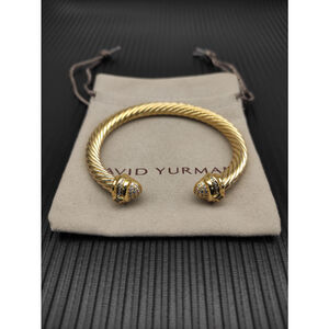 David Yurman 7mm Oval Diamond-Studded Cable Bracelet